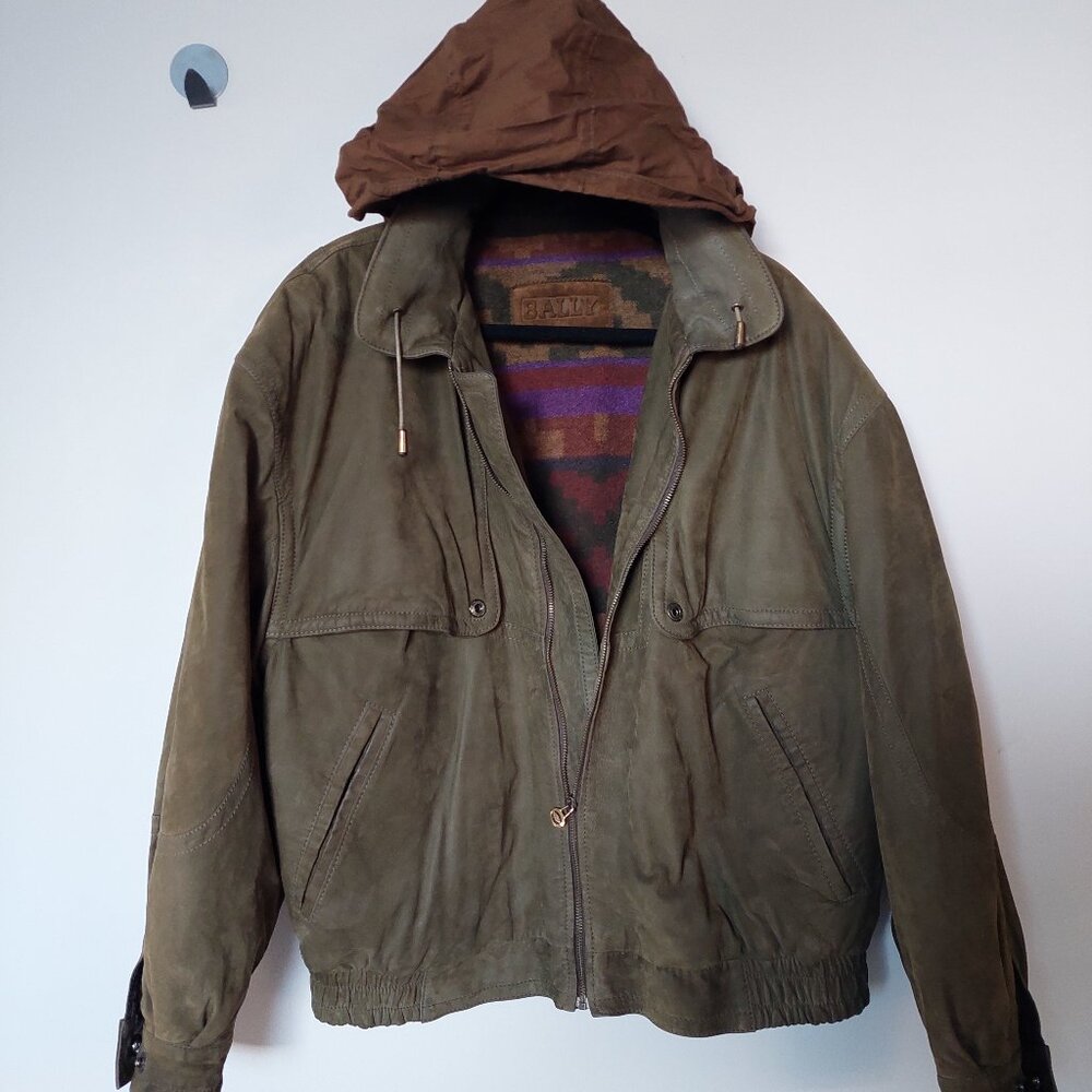 Vintage Bally Suede Leather Lined Bomber Jacket Men's 44/L Made In Italy